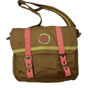 American Girl Lea Clark Messenger Bag Canvas Boho Embroidered Crossbody Satchel